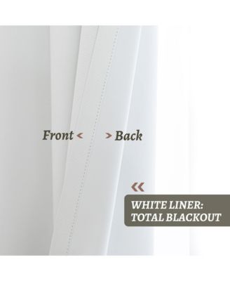 100% Blackout Linen Texture Curtains with Grommet Top, 2 Panels