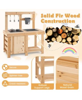 3-Piece Outdoor Kitchen Set Mud Kitchen with Separate BBQ Grill and Pizza Oven