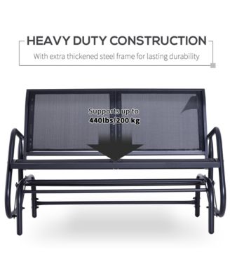 Outsunny 47 Inch Black 2 Person Outdoor Glider Bench with Steel Frame
