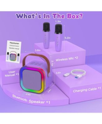 Mini Karaoke Machine for Kids, Haomuren Portable Speaker with 2 Wireless Microphones, Christmas Birthday Gifts Girl Singing Karaoke Machine for 3-12+ Year Old, 2025 Karaoke Gifts for Girls (Purple