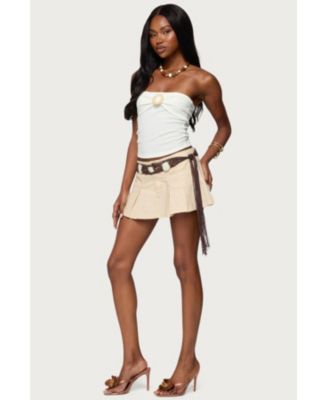 Womens Layered Textured Knit Strapless Top