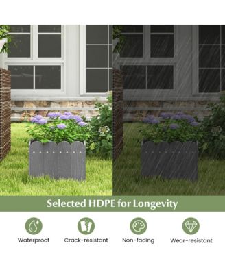 2 Pack Square Planter Box Weather-Resistant HDPE Flower Pot Garden Bed