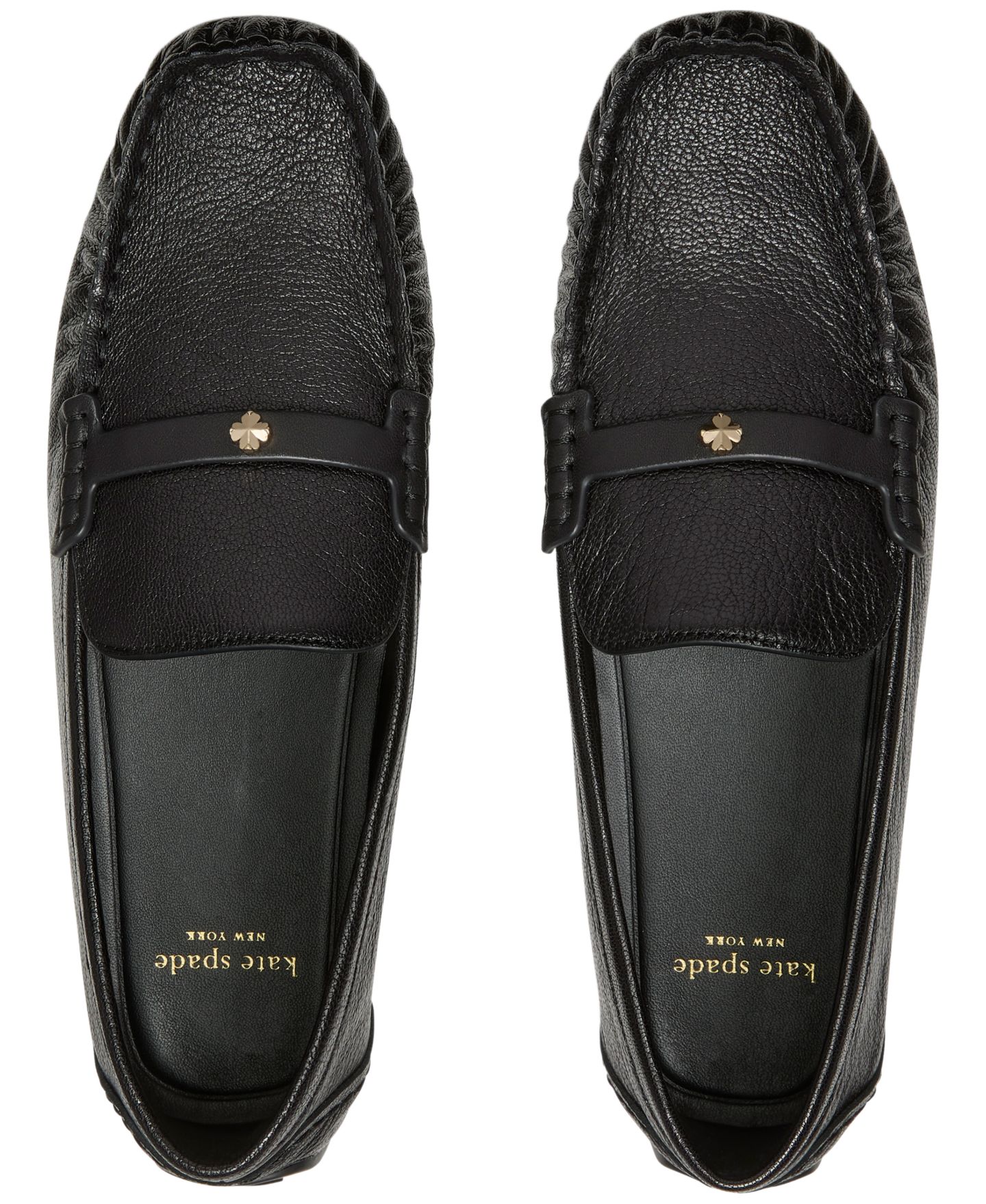 Женские туфли kate spade new york Flower Stud Round Toe Moccasin, цвет: Чёрный кожаный — фото 4