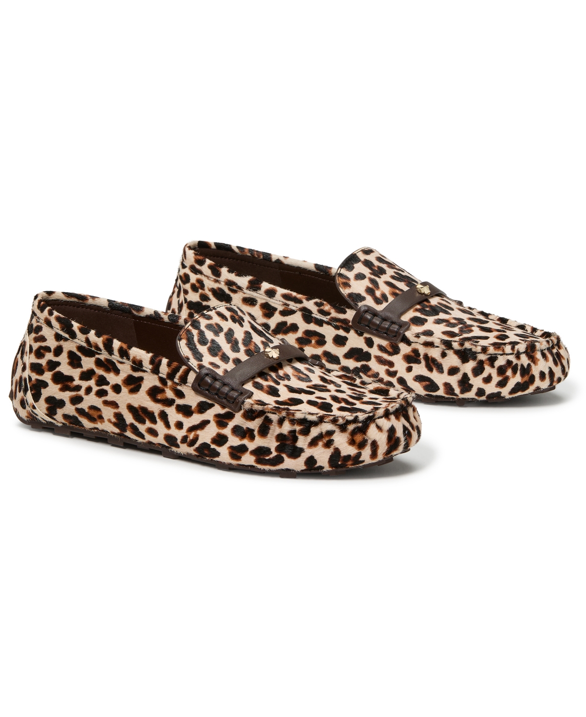 Kate Spade Women's Flower Stud Round Toe Moccasin Loafers In Animal Print