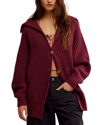 Free People Women's Swim Too Deep Long Sleeve Cardi Sweater - Macy's