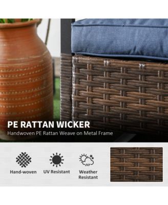 3pc Rocking Chair Set w/ Cushions, Wicker Bistro Set, Dark