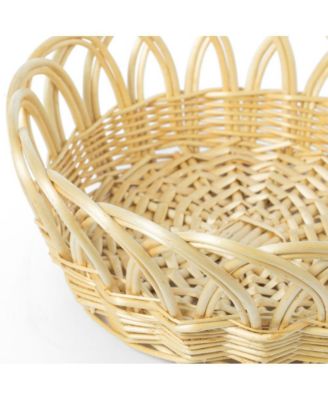 16 Inch Decorative Round Fruit Bowl Bread Basket Serving Tray, Large
