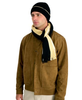 Men's 2-Piece Beanie and Ribbon Scarf Set