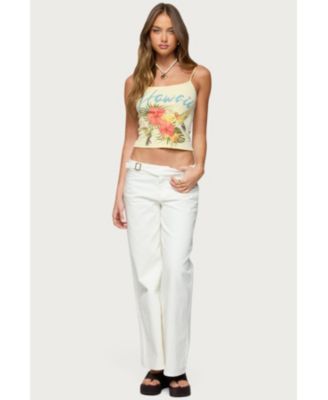 Women's Buckle Low Rise Straight Leg Pants