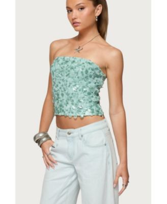 Womens Brynn Sequin Strapless Top