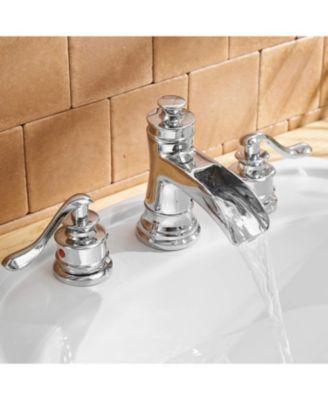 8 in. Waterfall Widespread 2-Handle Bathroom Faucet With Pop-up Drain Assembly in Spot Resist Polished Chrome