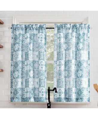 Greco Mosaic Semi-Sheer Rod Pocket Kitchen Curtain Tier Pair