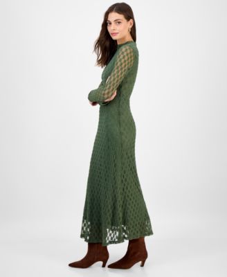 Women's Ola High-Neck Long-Sleeve Floral-Lace Dress