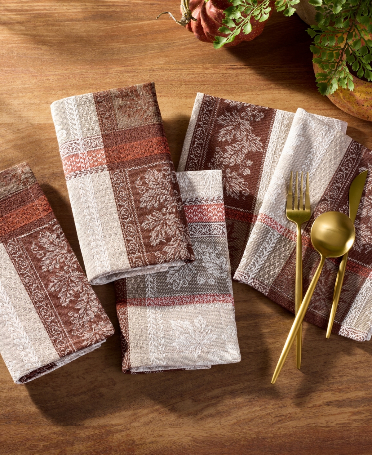 Elrene Windswept Harvest Jacquard Cotton Napkin, Set of 8