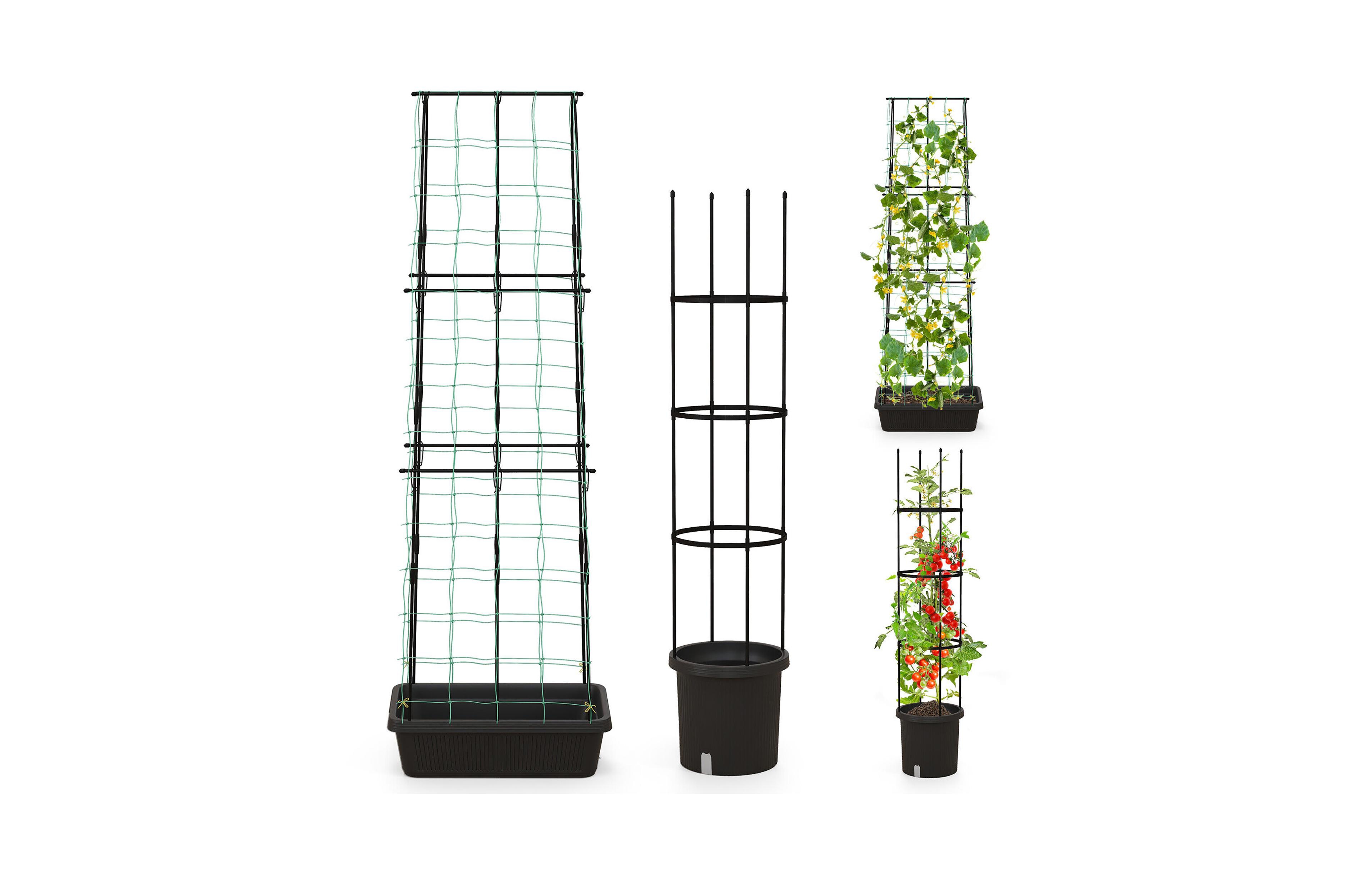 Gymax 2 Pack Garden Planters w/ Trellis Adjustable Height & Self-watering System