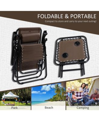 Zero Gravity Chair Set with Folding Table & Cup Holder Trays,