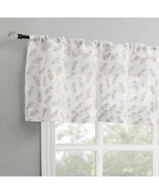 Hollis Floral Leaf Sheer Rod Pocket Kitchen Curtain Valance