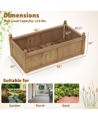 Raised Garden Bed 46'' x 24'' x 16'' Planter Box w/ 4 Drainage Holes for Patio