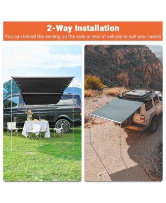 6.6x8.4 Ft Vehicle Awning with Eagle Side Wall Roof Rack Pull-Out Sun Shade Camp