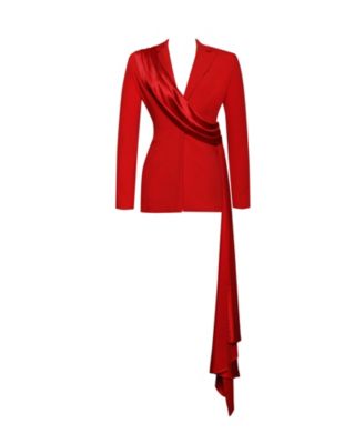 Women's Vandra Red Draping Blazer Jacket