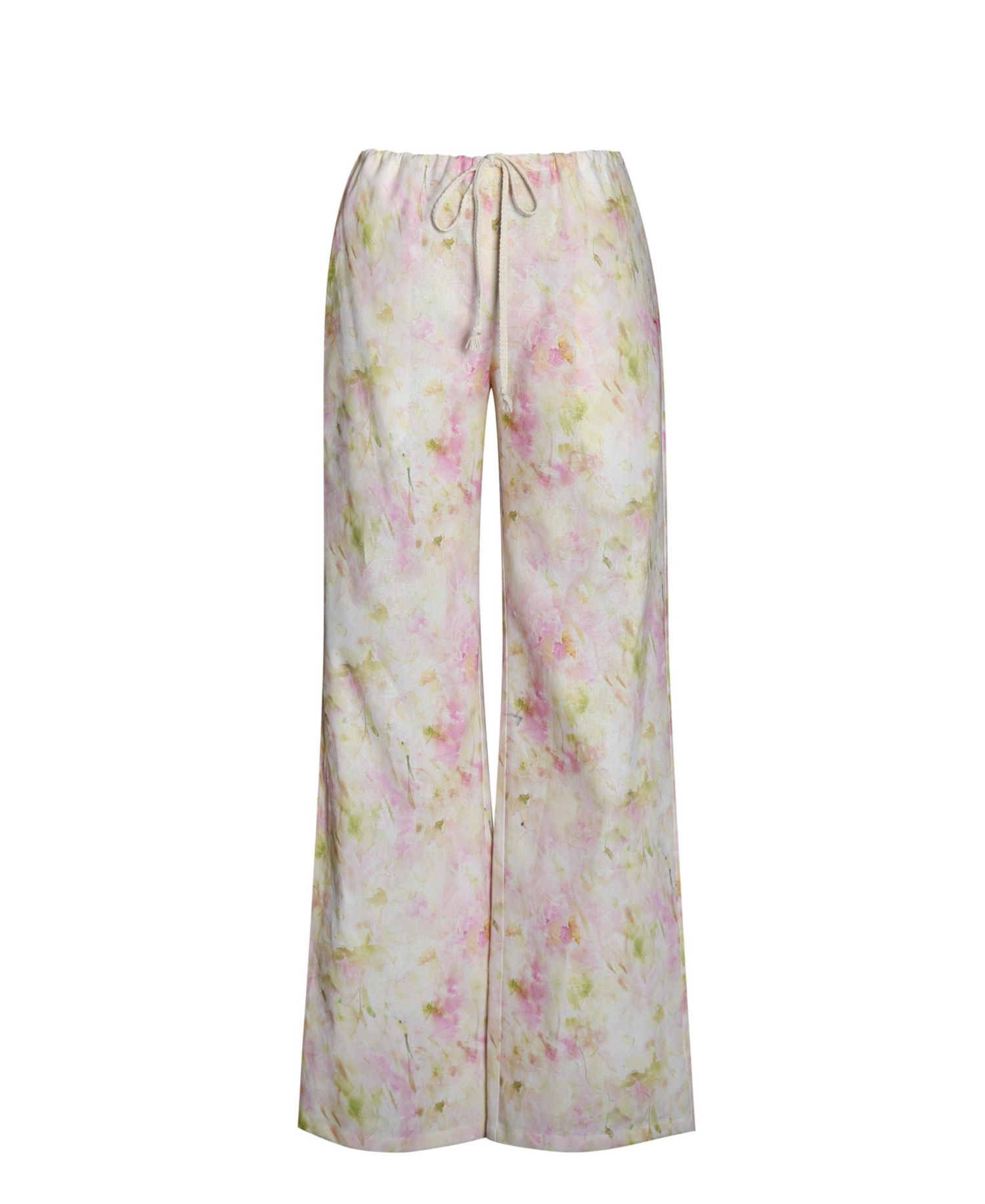 Women's Laureen Pink Floral Print Linen Straight Pants