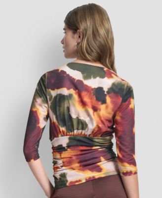 Women's 3/4-Sleeve Zip Front Top