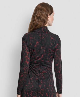 Women's Exposed Seam Printed Long Sleeves Dress