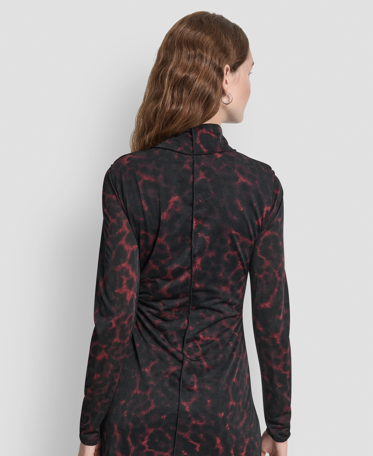 Dkny Women's Exposed Seam Printed Long Sleeves Dress