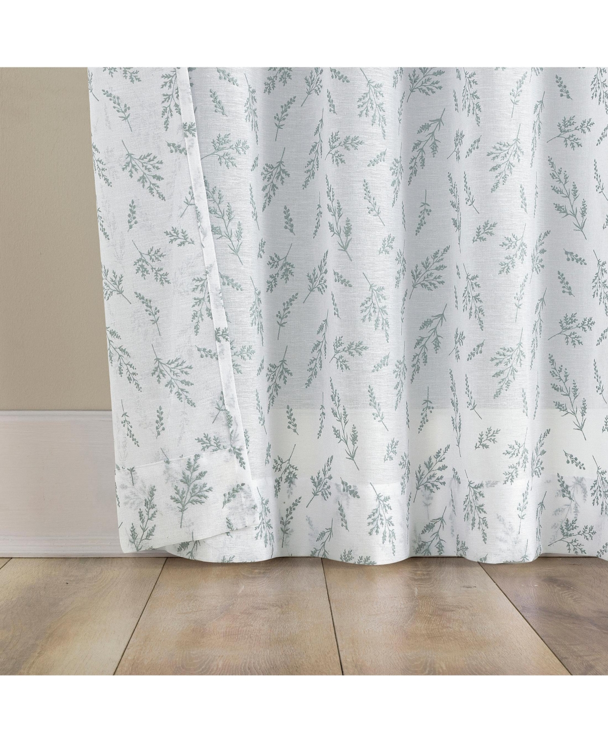Briarwood Delicate Leaf Textured Sheer Rod Pocket Curtain Panel