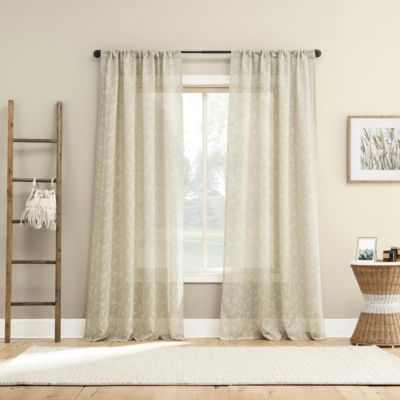 Briarwood Delicate Leaf Textured Sheer Rod Pocket Curtain Panel