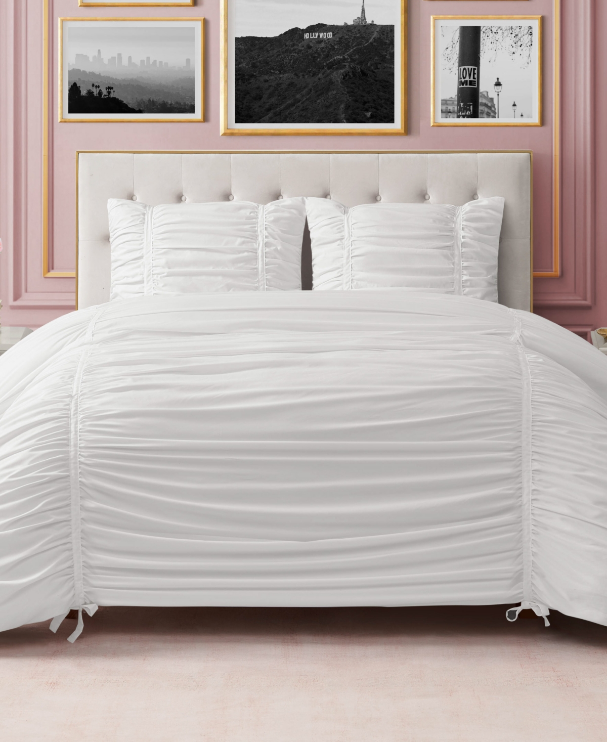 Juicy Couture Ribbon Ruched 3-pc. Comforter Set, King In White