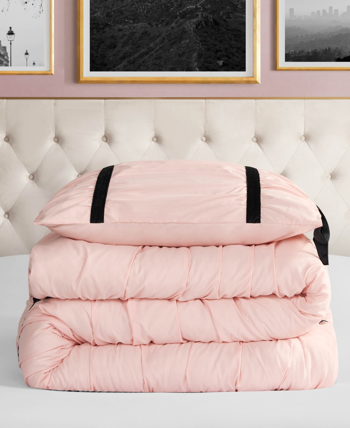 Juicy Couture Amelie Velvet Bows Ruched 2-pc. Comforter Set, Twin/twin Xl In Pink