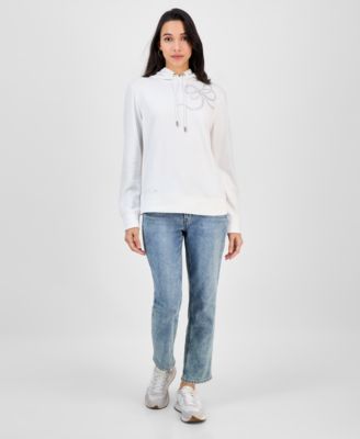 Women's Embellished Bow Hooded Sweatshirt