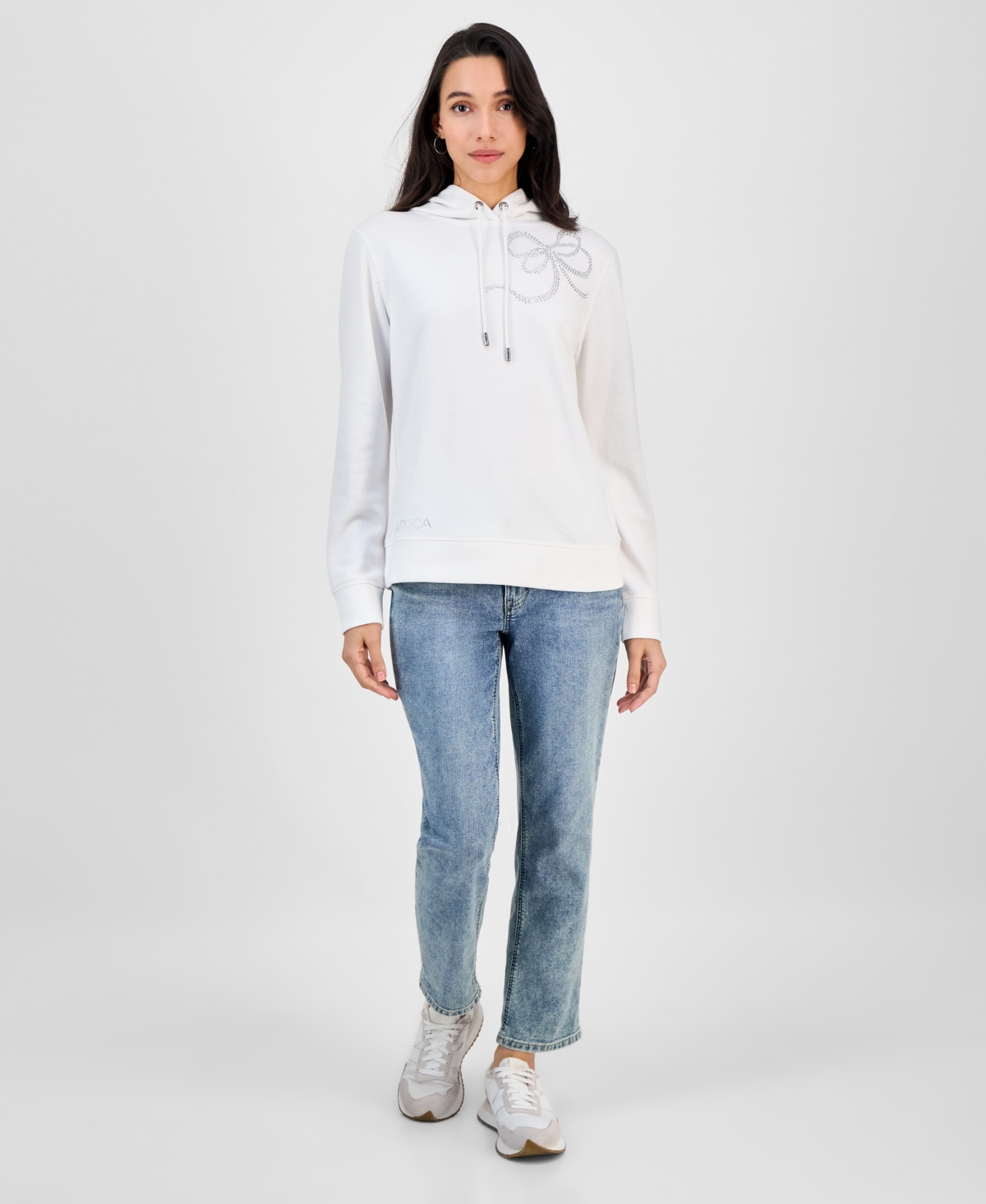 Nautica Jeans Women's Embellished Bow Hooded Sweatshirt