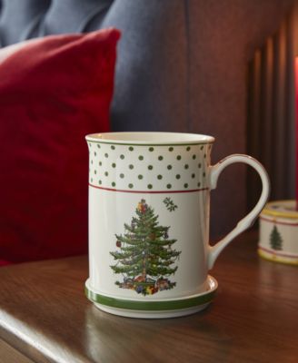 Christmas Tree Polka Dot Mug & Coaster Set