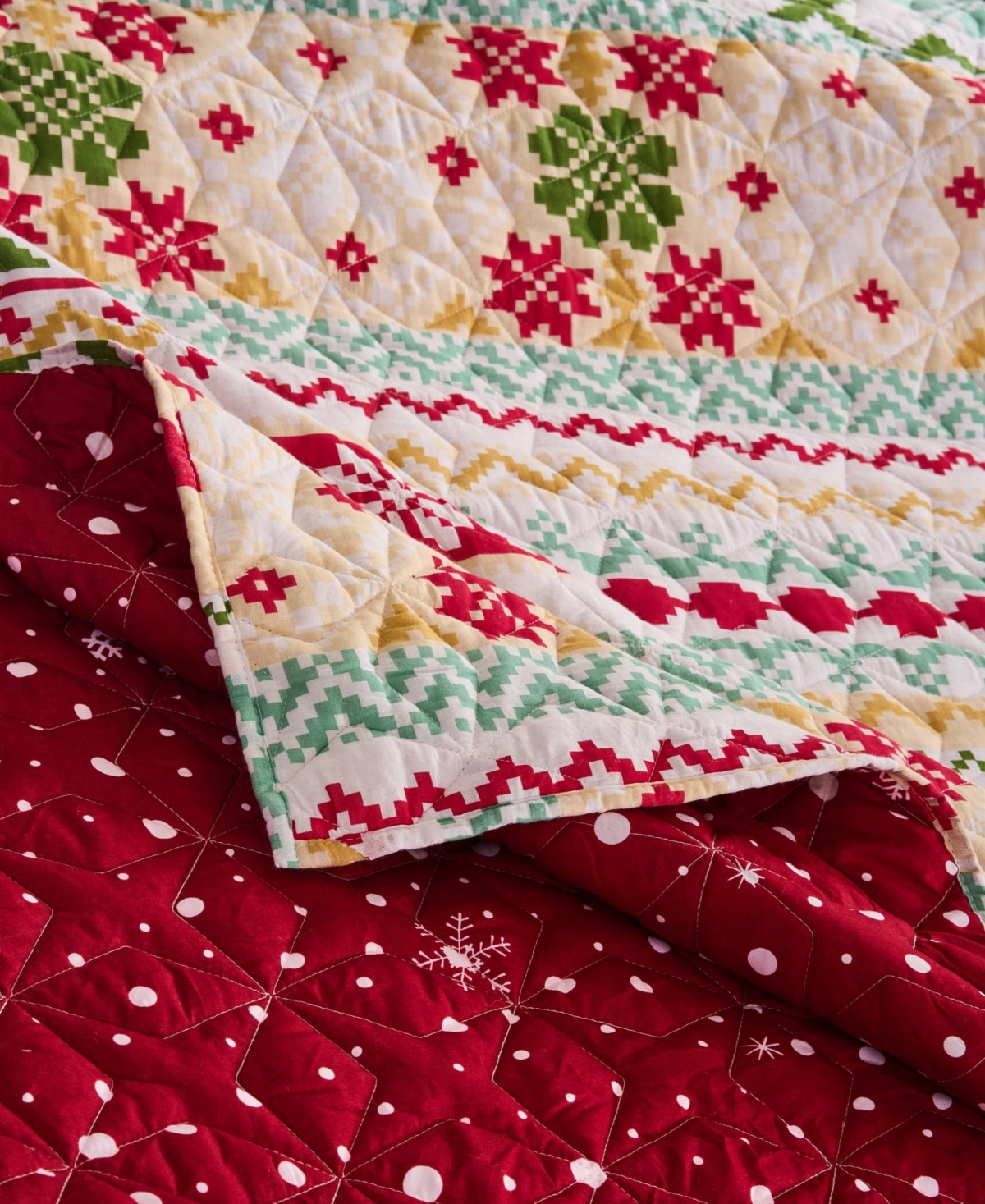 Greenland Home Fashions Fair Isle Snow 3-pc. Quilt Set, Full/queen In White