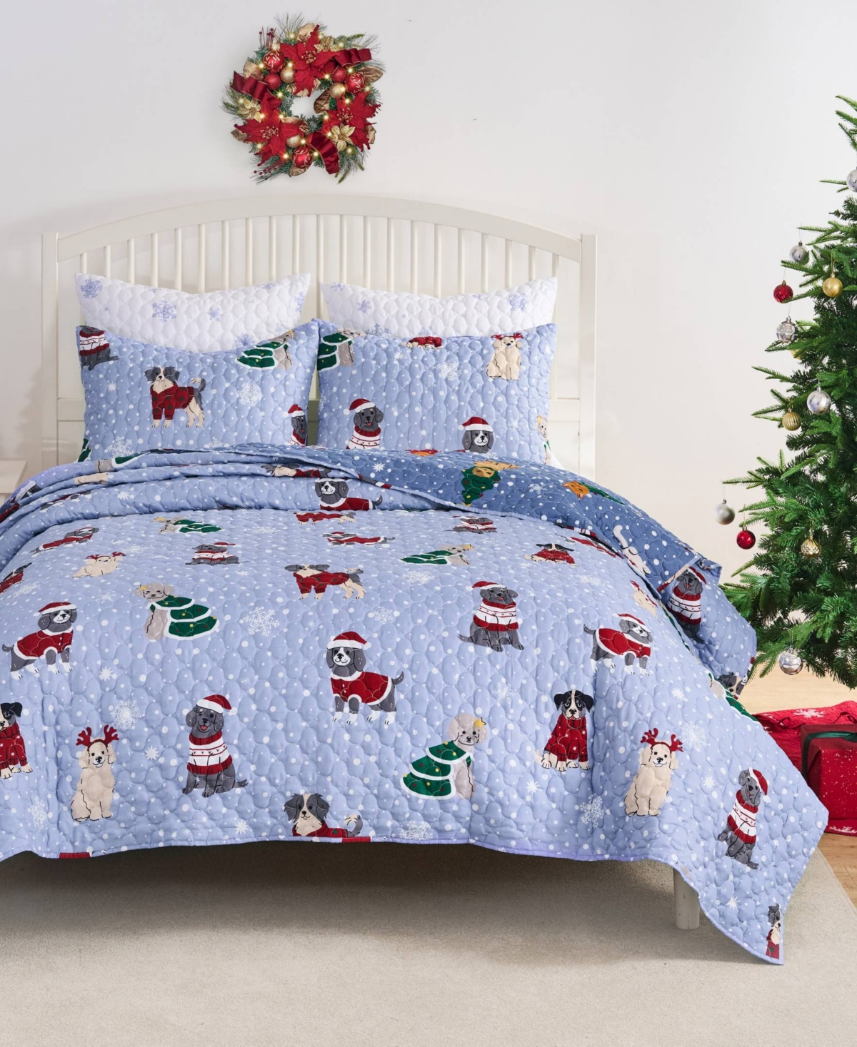 Greenland Home Fashions Winter Whiskers Holiday 2-pc. Quilt Set, Twin In Blue