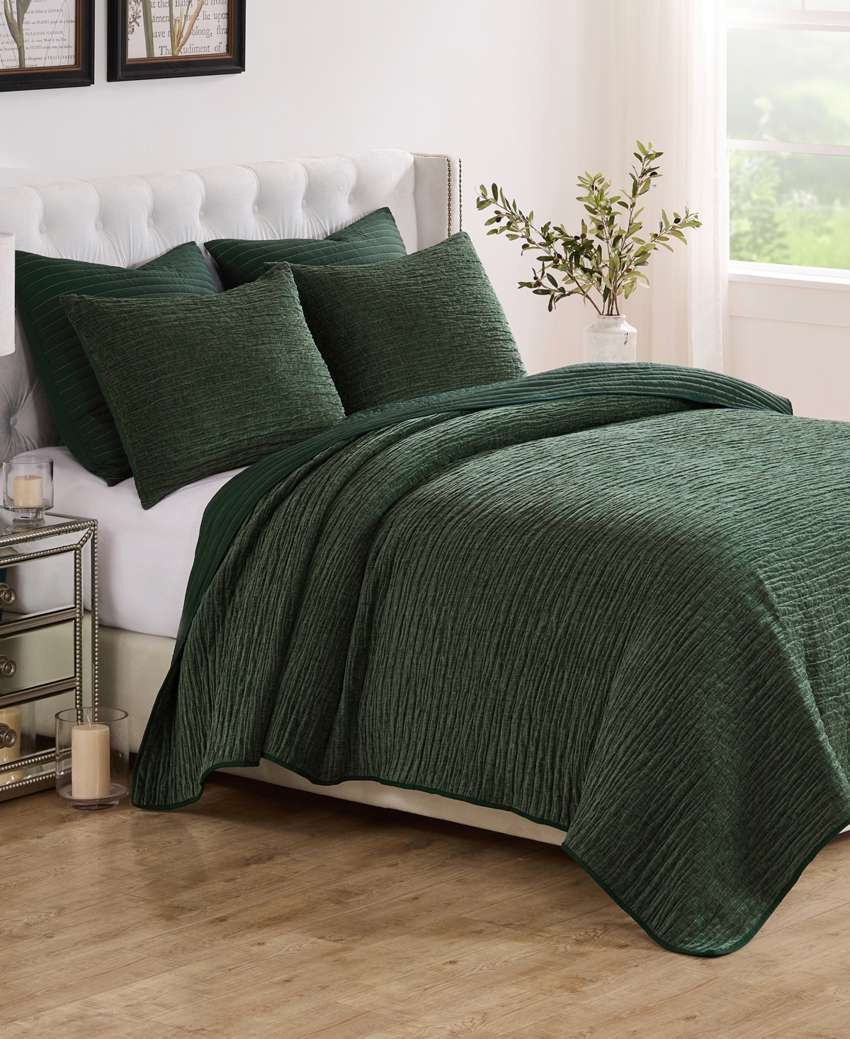 Greenland Home Fashions Velvet Crush Textured 2-pc. Quilt Set, Twin In Green