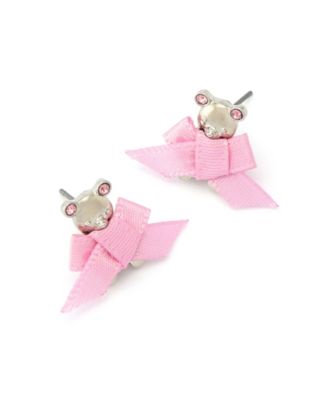 Faux Stone Teddy Bear Bow Stud Earrings