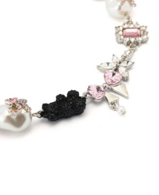 Faux Stone Teddy Bead Charm Collar Necklace