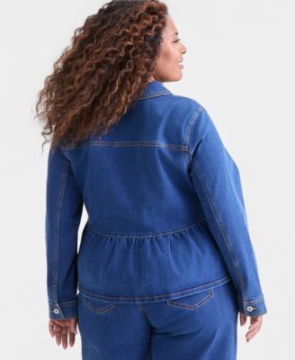 Plus Size Denim Peplum Jacket, Macy's Exclusive