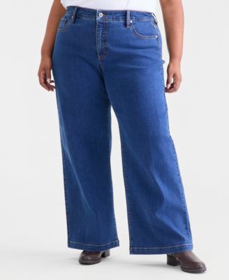 Plus Size High-Rise Wide-Leg 5 Pocket Jeans, Macy's Exclusive