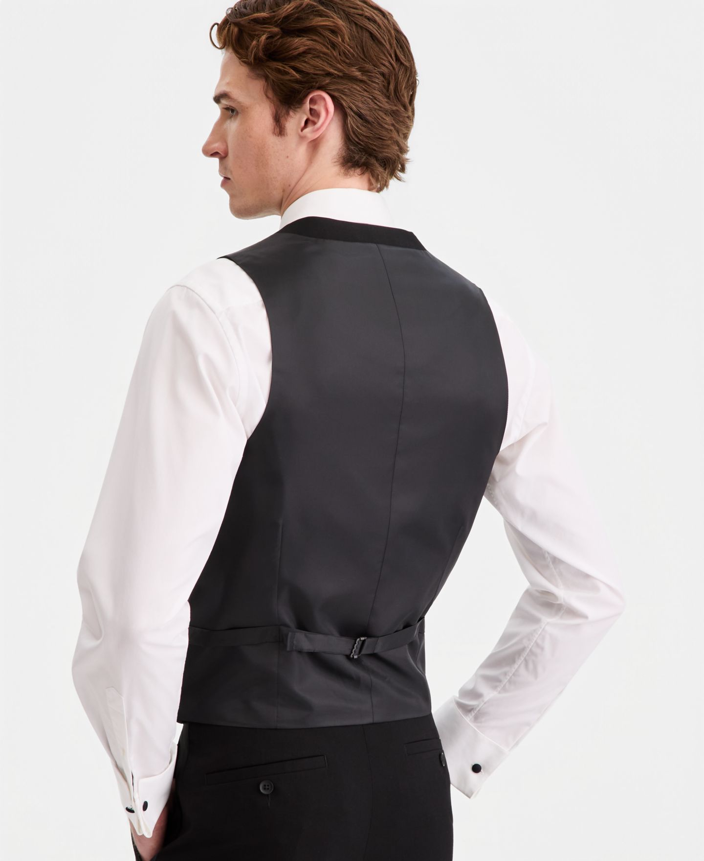 Мужской жилет Kenneth Cole Reaction Slim-Fit Techni-Cole Tuxedo Vest, цвет: Чёрный — фото 3