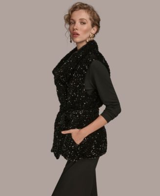 Women's Tie Waist Sequin Vest