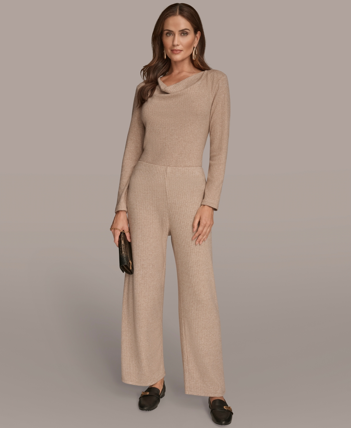 Donna Karan Women's Wide Leg Pull On Pants In Brown