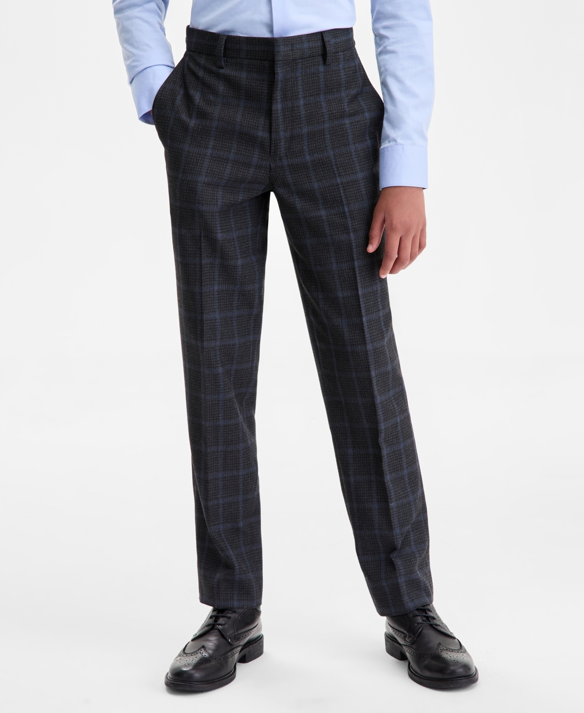 B By Brooks Brothers Big Boys Classic Flat-front Pants In Multi