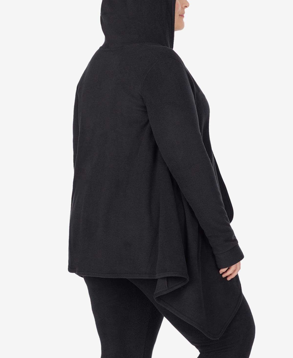 Cuddl Duds Plus Size Hooded Wrap In Black
