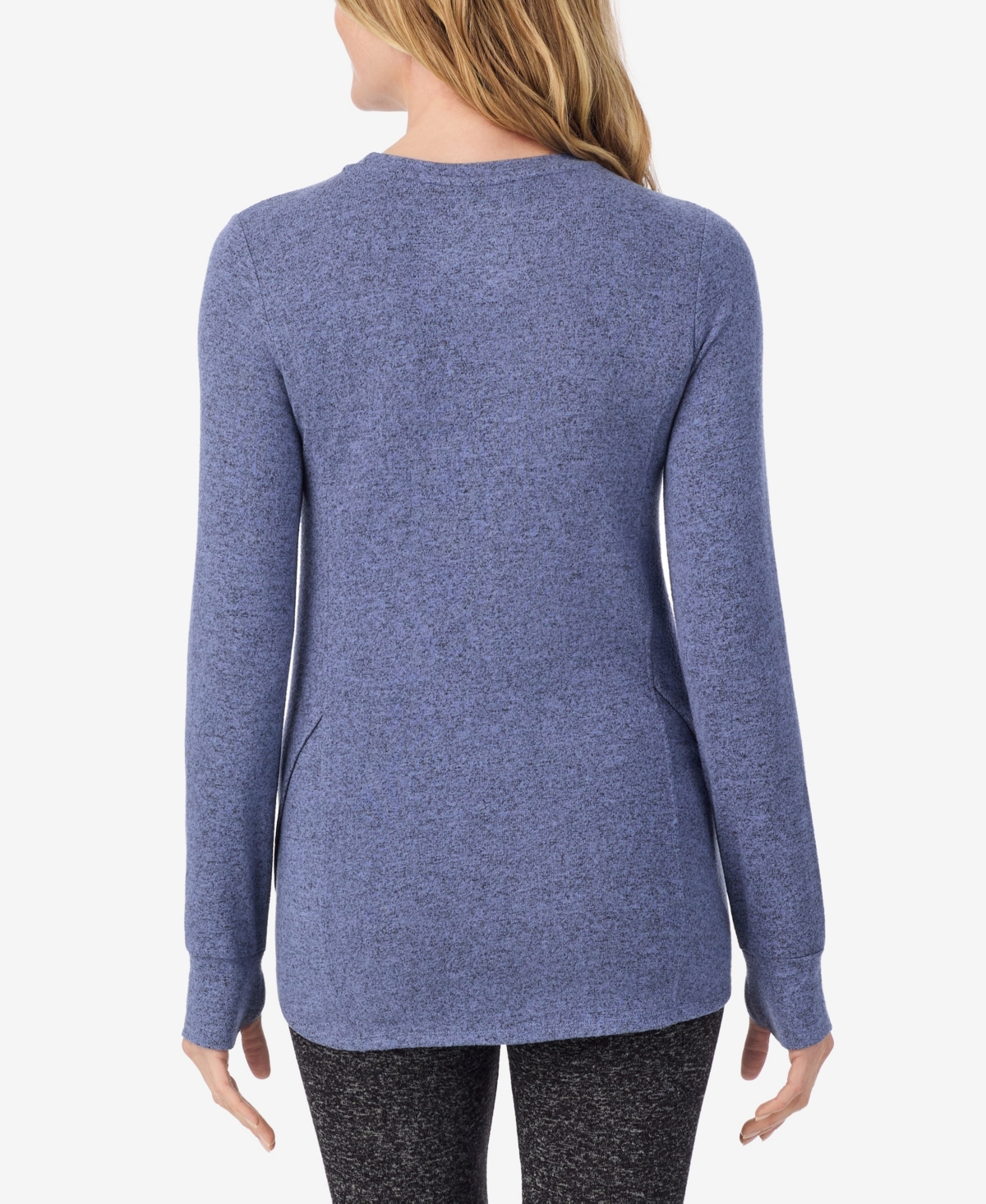 Cuddl Duds Petite Soft Knit Crewneck Top In Blue
