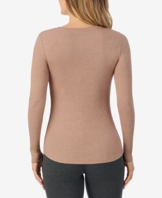 Stretch Rib Long Sleeve Henley Top