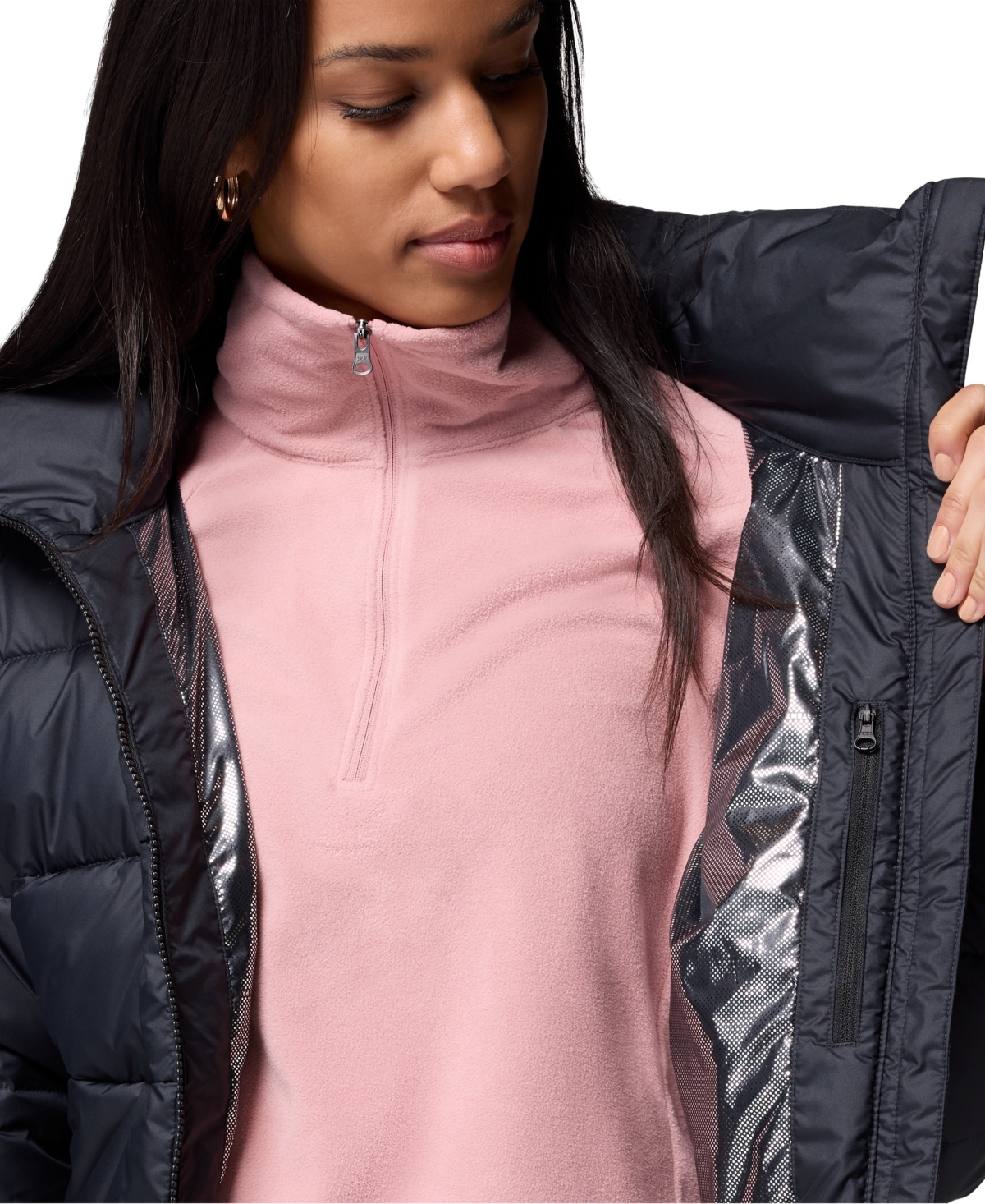 Columbia Women's Pike Lake High Neck Collared Puffer Jacket In Black